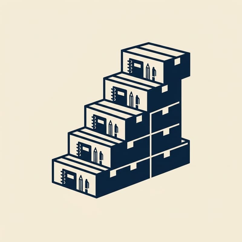 Isometric staircase of stacked supply boxes