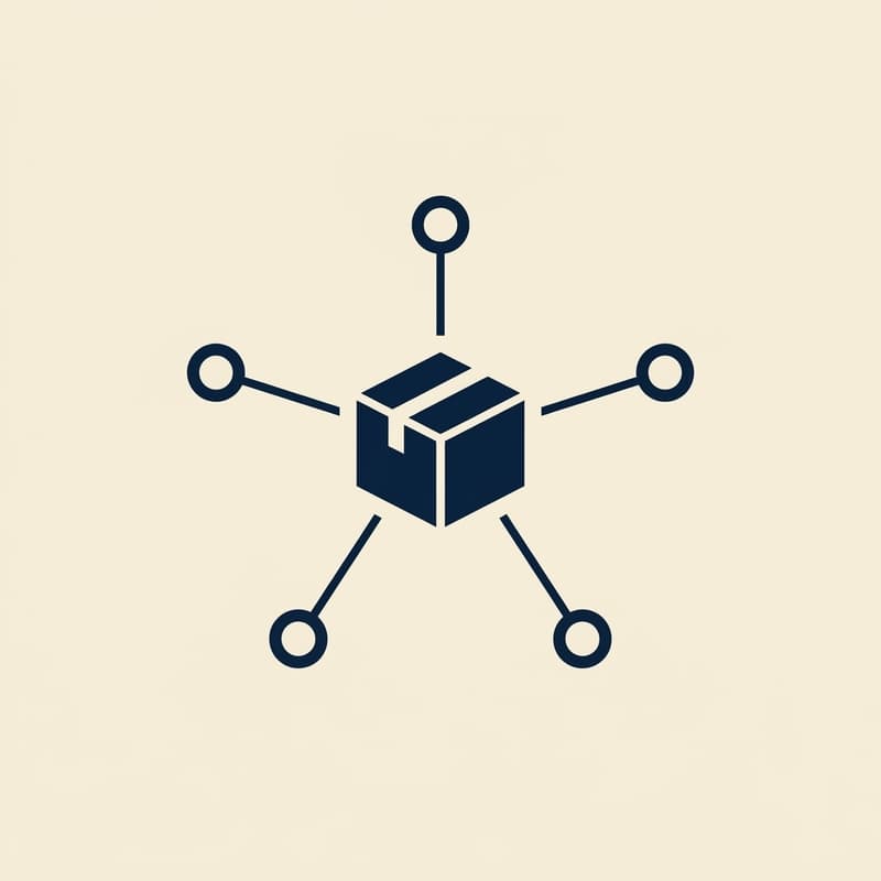 Package icon connected to five delivery points