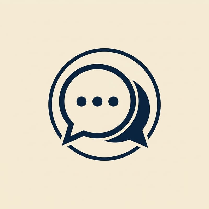 Chat bubble icon inside a circular badge